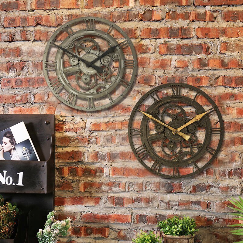 Horloge Industrielle à Rouages Métalliques - Style Industriel.co