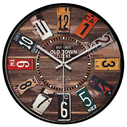 Horloge Industrielle Vintage Bois Foncé - 30cm
