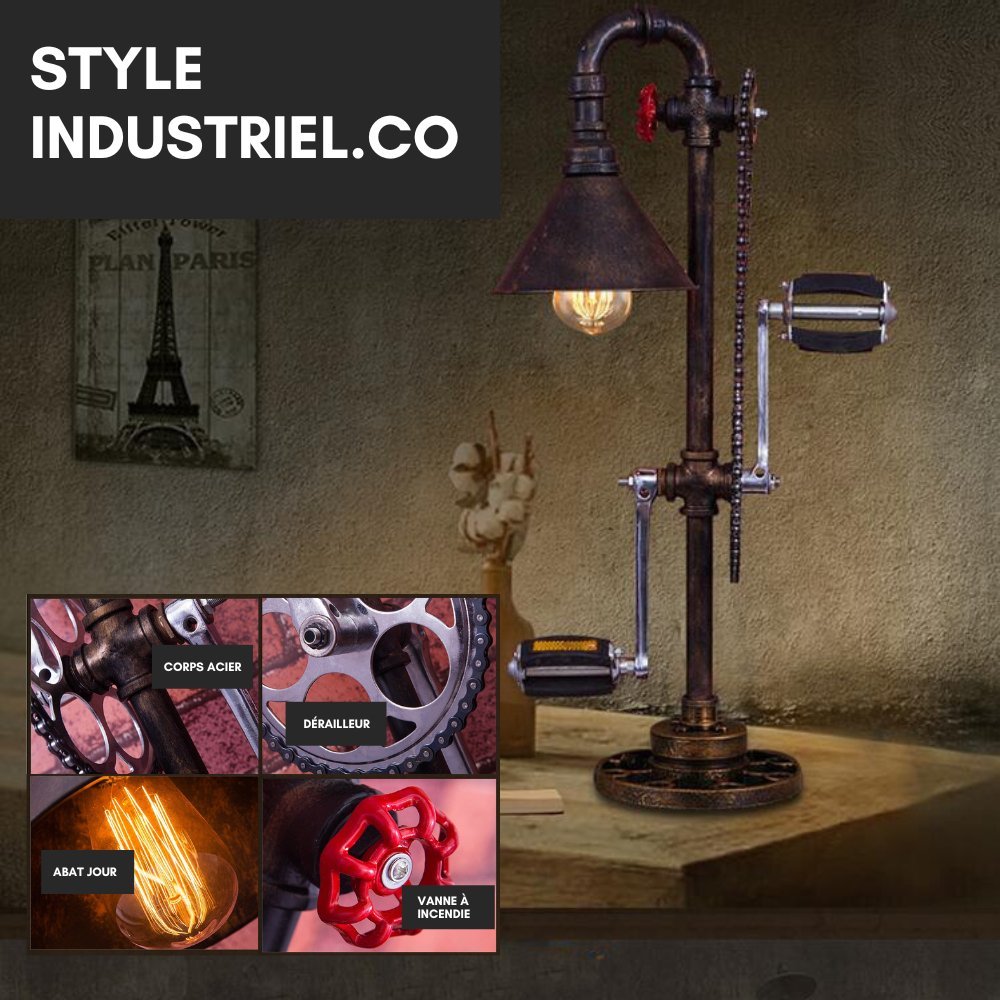 Lampe de Chevet Industrielle Vélo - Style Industriel.co