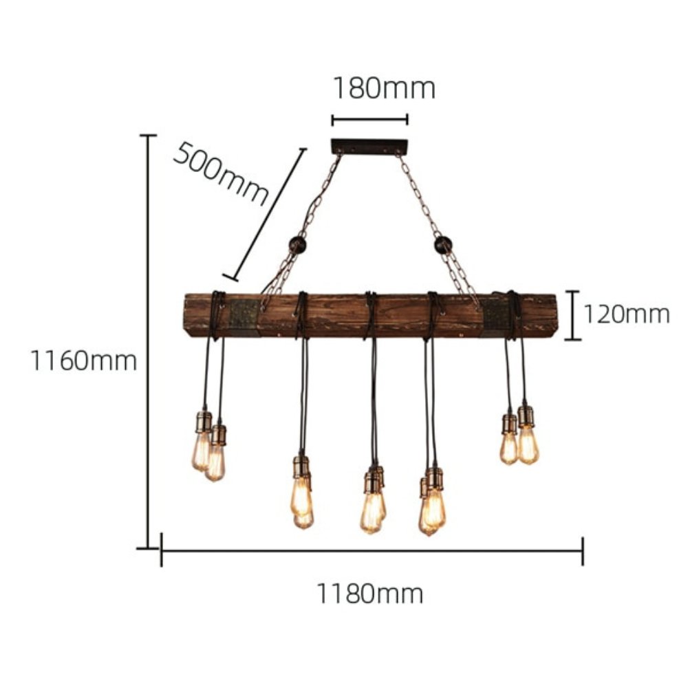 Lustre Industriel Barre en Bois Carré - Style Industriel.co