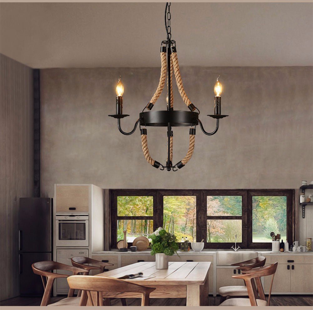Lustre Industriel Chandelier Métal & Cordes - Style Industriel.co