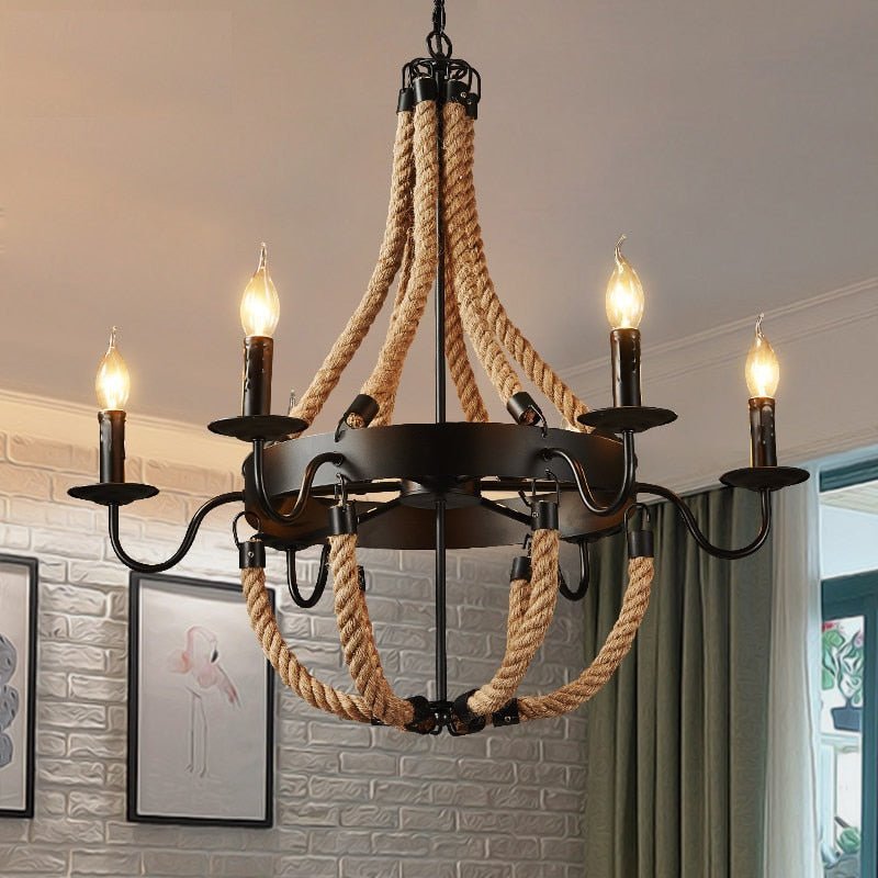 Lustre Industriel Chandelier Métal & Cordes - Style Industriel.co