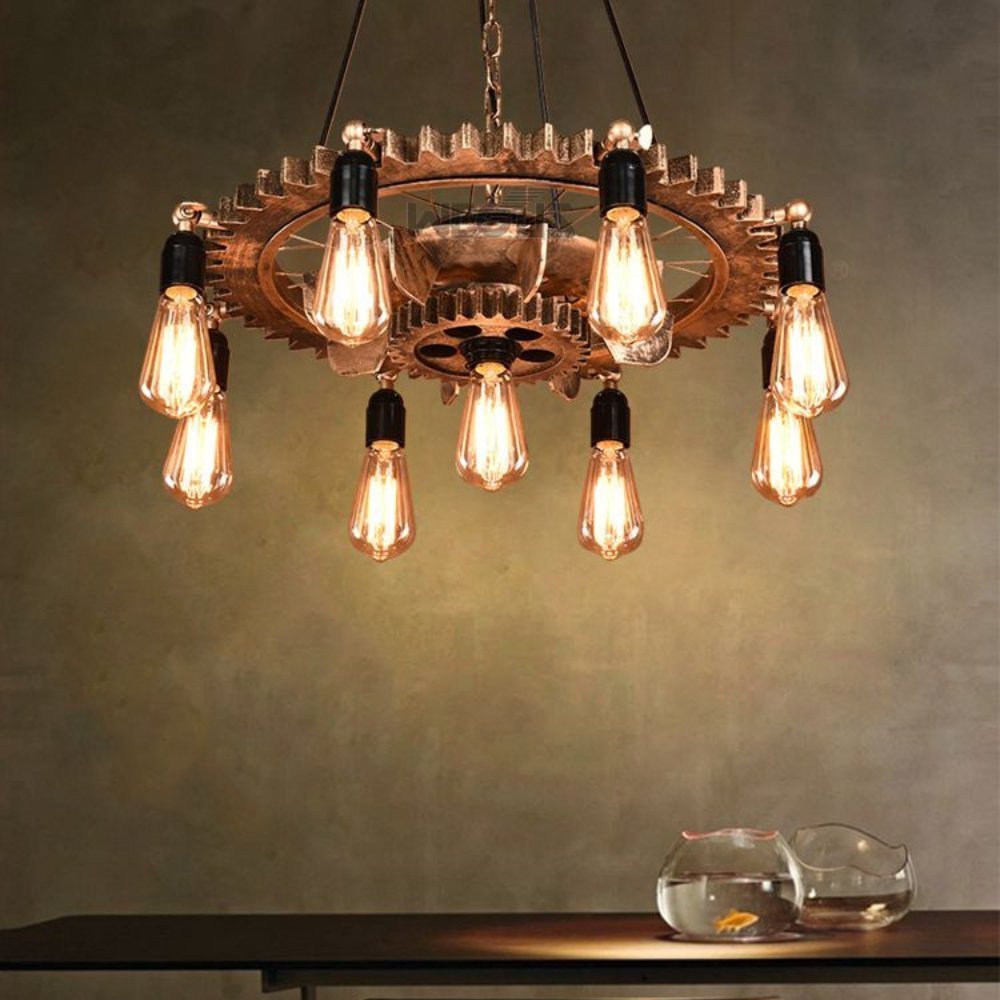 Lustre Industriel Métal Double Engrenage - Style Industriel.co