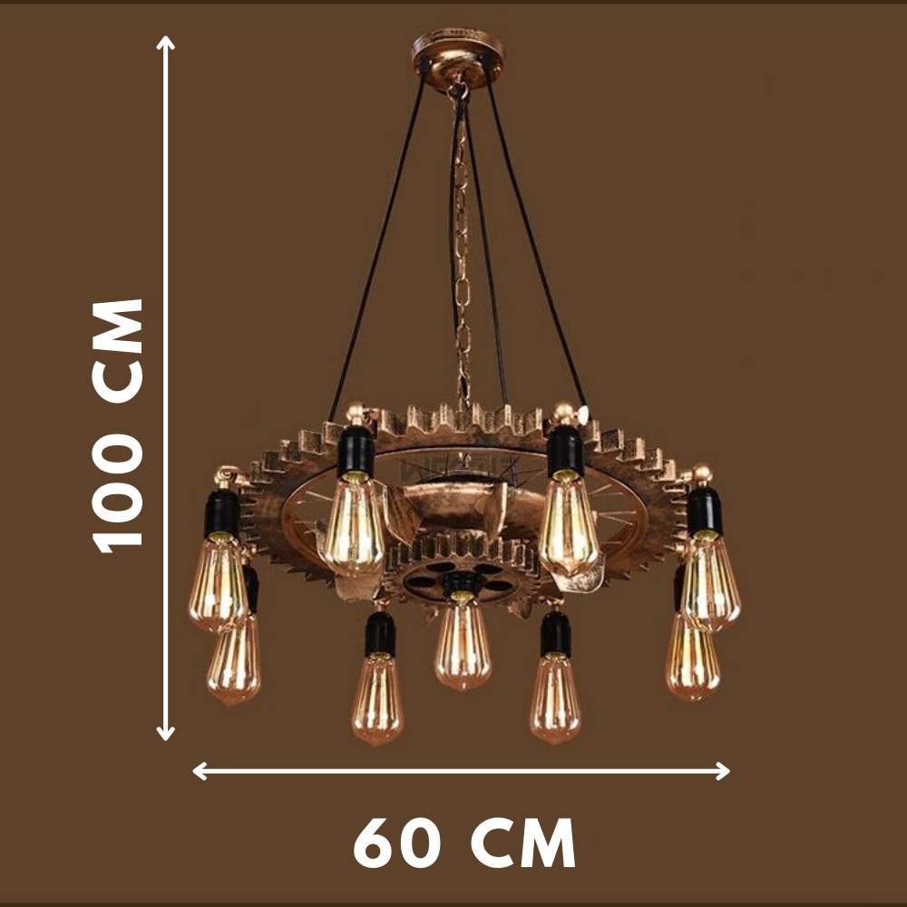 Lustre Industriel Métal Double Engrenage - Style Industriel.co