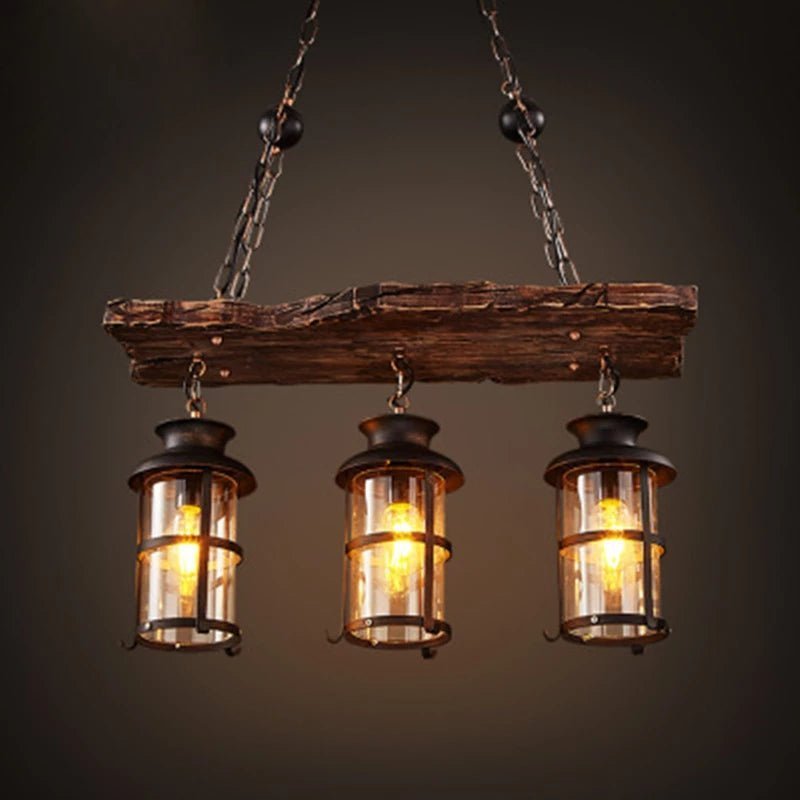 Lustre Industriel Planche de Bois - Style Industriel.co