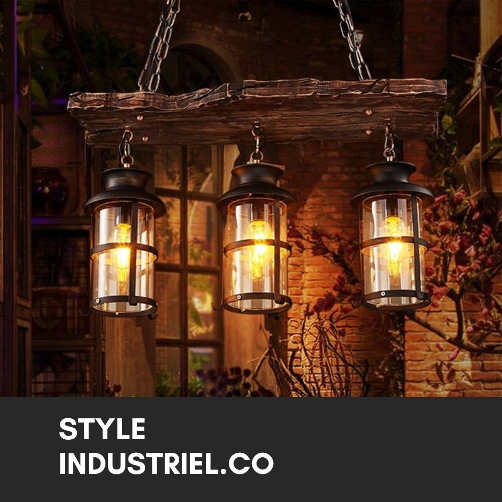 Lustre Industriel Planche de Bois - Style Industriel.co