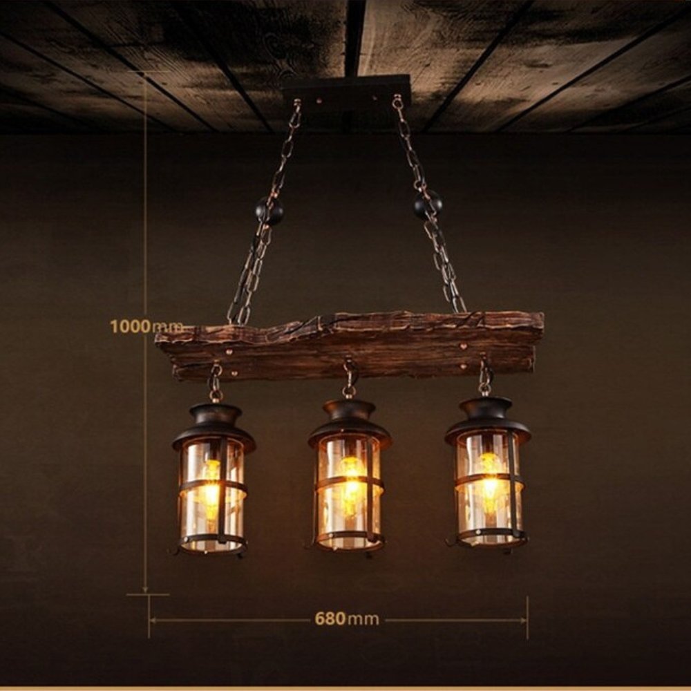 Lustre Industriel Planche de Bois - Style Industriel.co