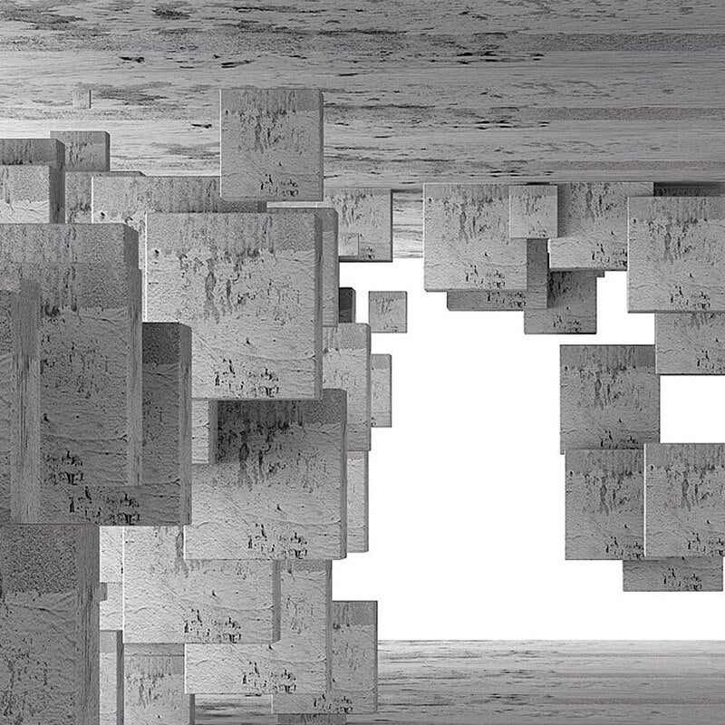 Papier peint industriel Blocs de béton en suspension 3D - Style Industriel.co