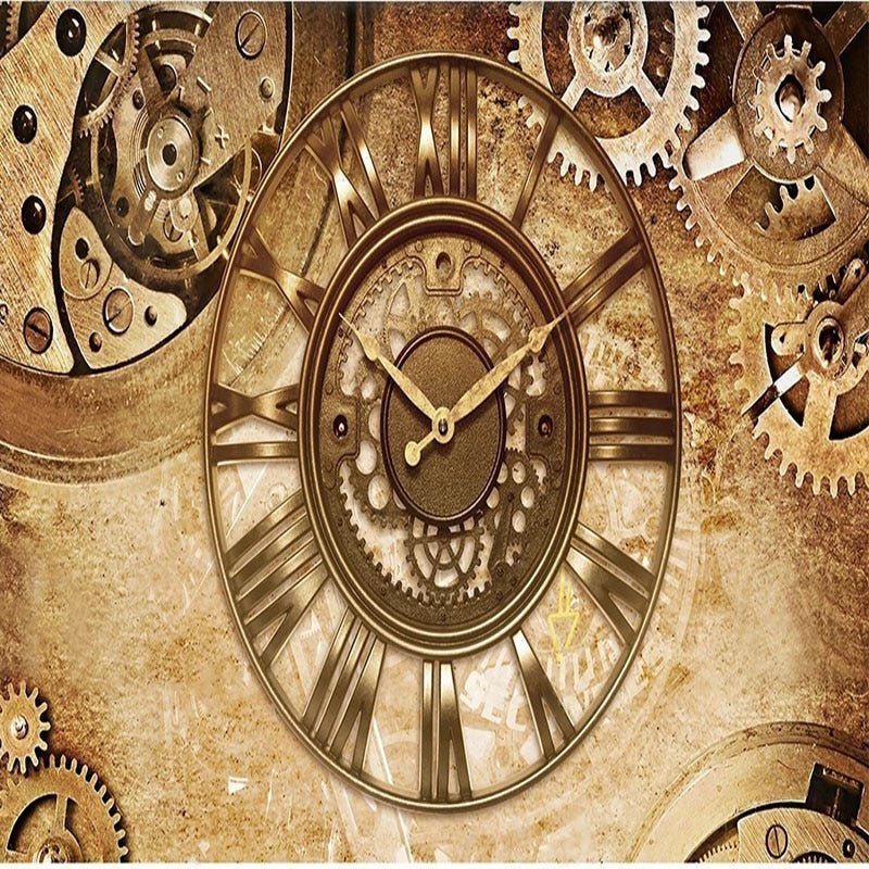 Papier peint industriel Horloge et Engrenage - Style Industriel.co