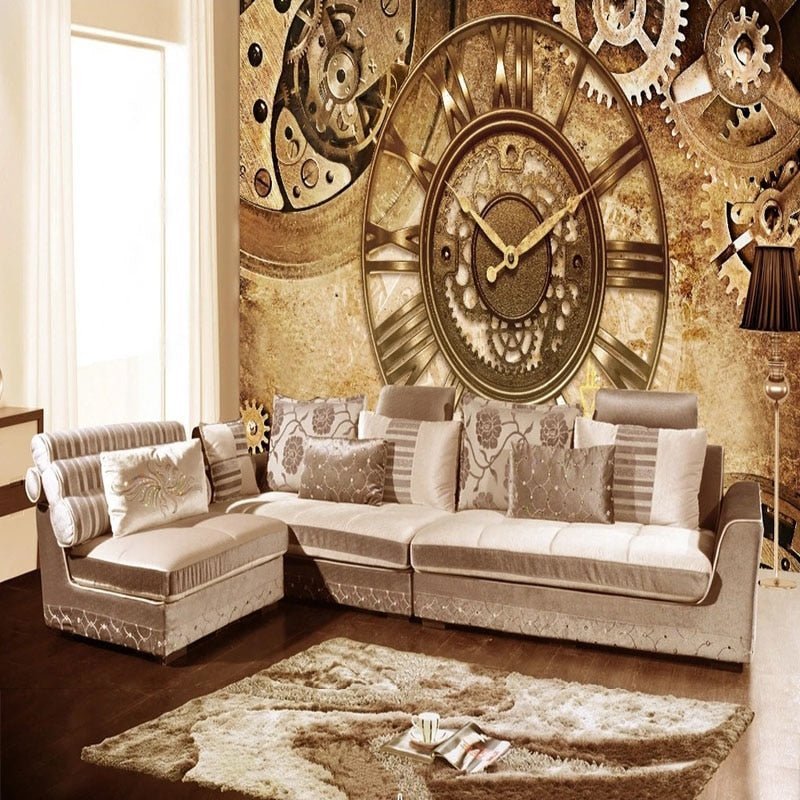 Papier peint industriel Horloge et Engrenage - Style Industriel.co