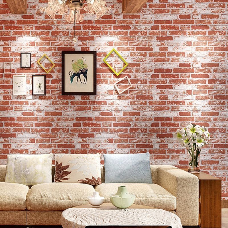 Papier Peint Style Industriel "Briques Rouge Clair" - Style Industriel.co
