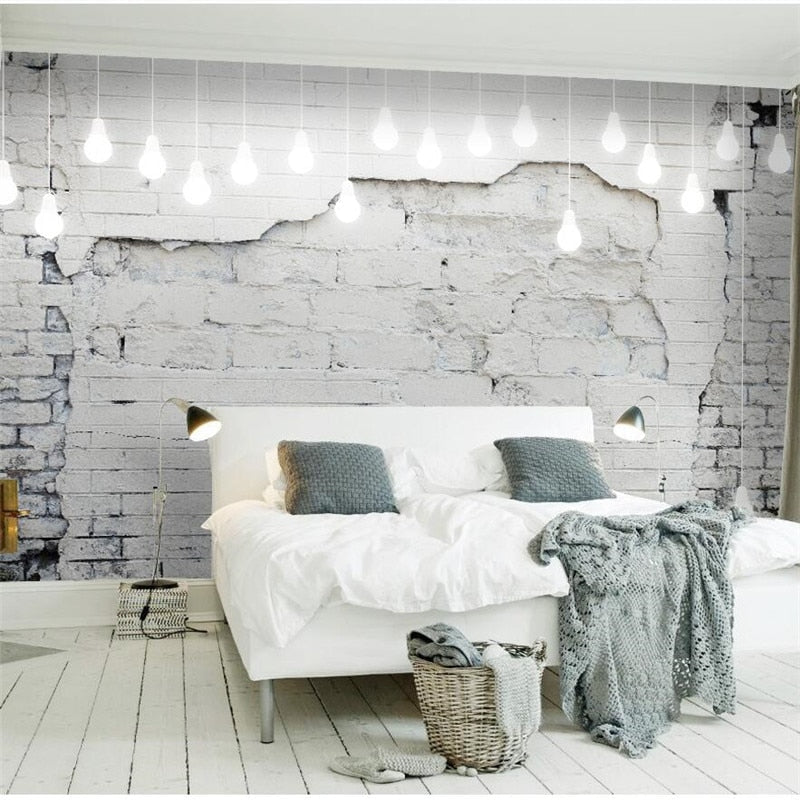 Papier Peint Style Industriel "Parpaings Blancs" - Style Industriel.co