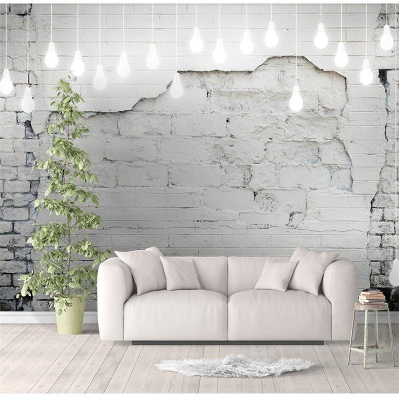 Papier Peint Style Industriel "Parpaings Blancs" - Style Industriel.co