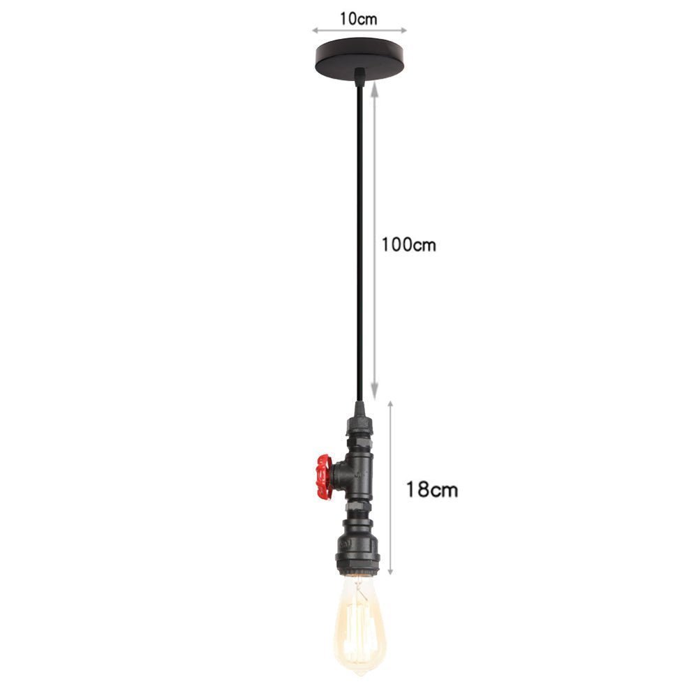 Suspension Industrielle Noire à Robinet et Ampoule Nue - Style Industriel.co