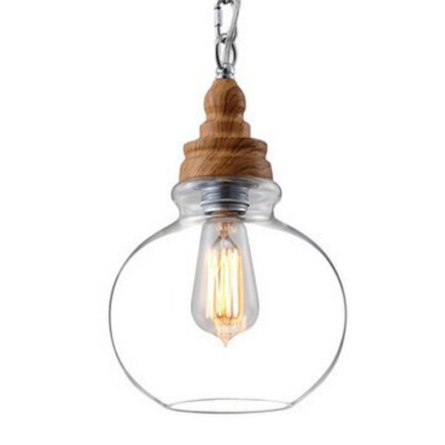 Abat Jour Industriel Bois & Verre - Style Industriel.co