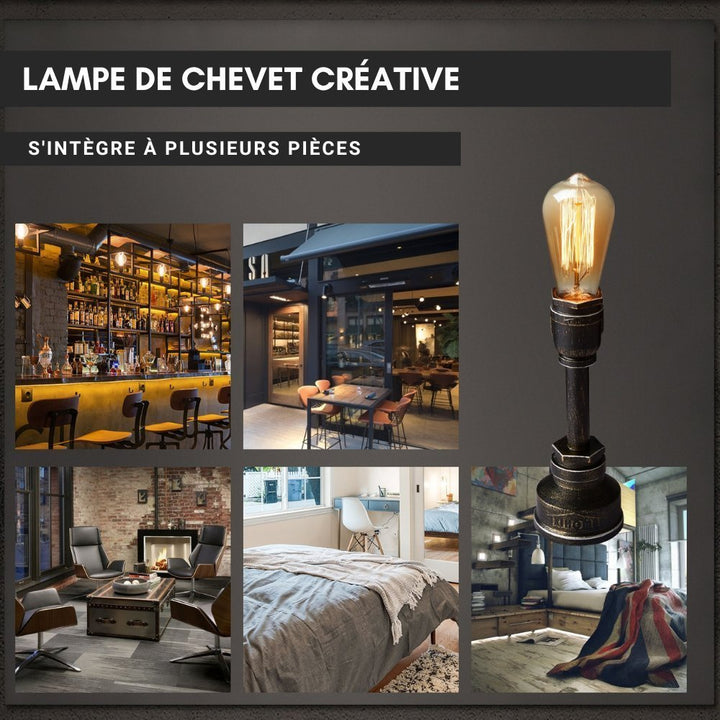 Lampe de Chevet Industrielle Raccord & Tuyauterie - Style Industriel.co