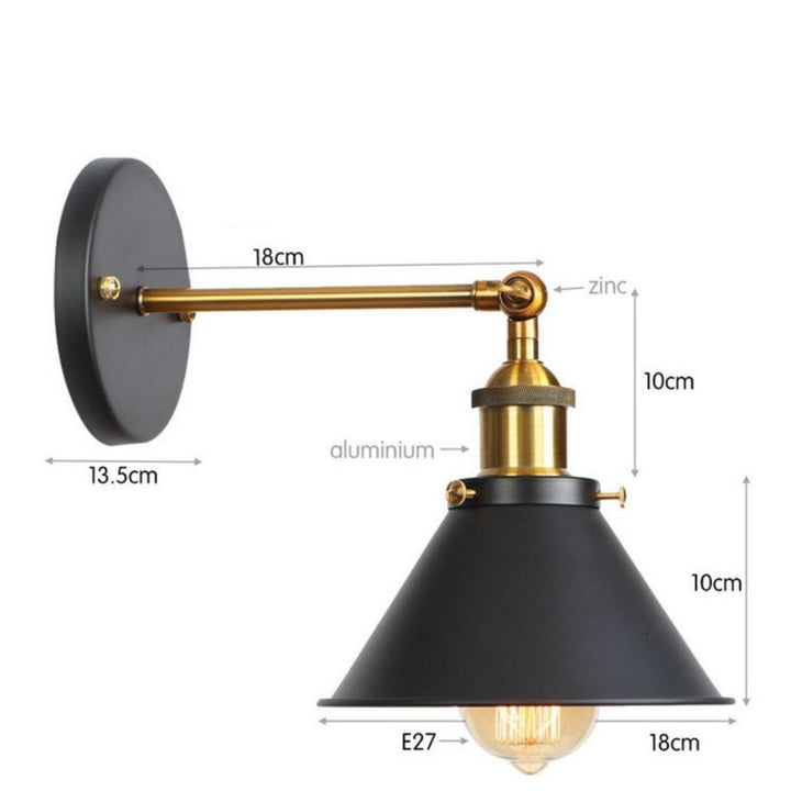 Lampe de Chevet Murale Industrielle Design Noire & Or - Style Industriel.co