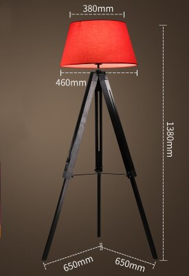 Lampe sur trépied en bois avec abat-jour rouge pour un style vintage rétro et moderne