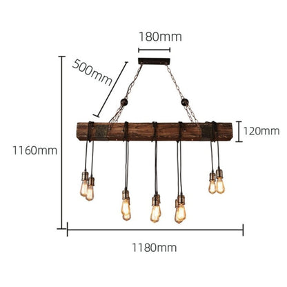 Lustre Industriel Barre en Bois Carré - Style Industriel.co