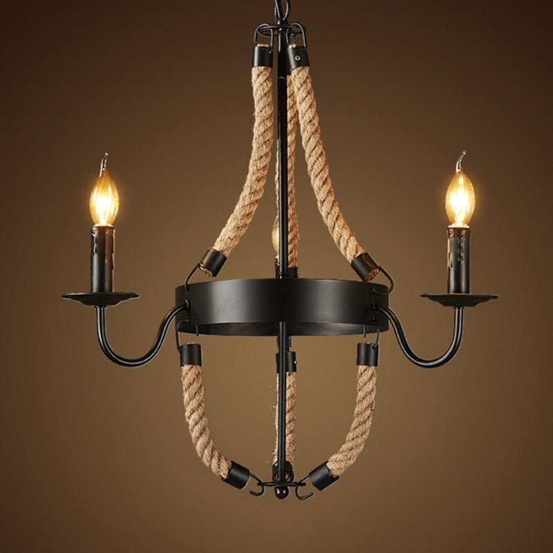 Lustre Industriel Chandelier Métal & Cordes - Style Industriel.co