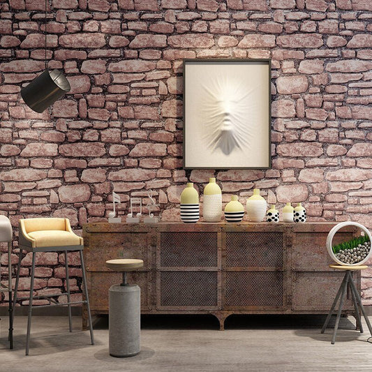Papier Peint Style Industriel "Briques de Pierres Roses" - Style Industriel.co