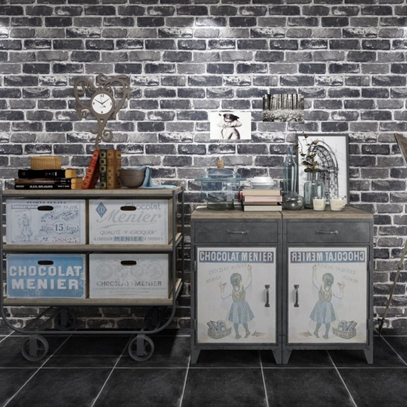 Papier Peint Style Industriel "Briques Grises" - Style Industriel.co