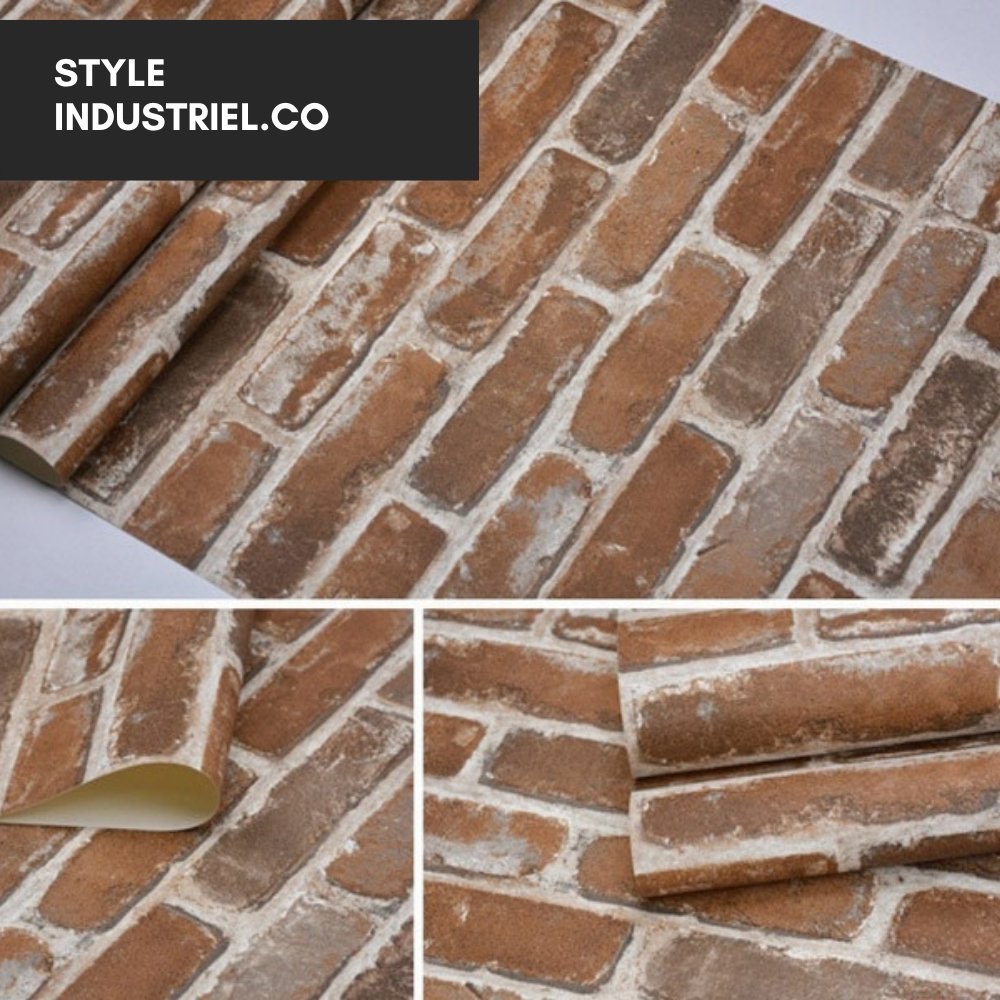 Papier Peint Style Industriel "Briques Marron" - Style Industriel.co