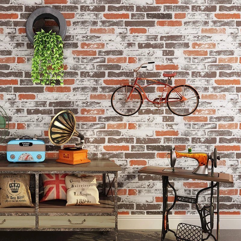 Papier Peint Style Industriel "Briques Oranges et Grises" - Style Industriel.co