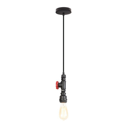 Suspension Industrielle Noire à Robinet et Ampoule Nue - Style Industriel.co