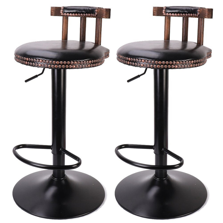 Tabourets de Bar Industriels Ronds et Réglables en Cuir - Style Industriel.co